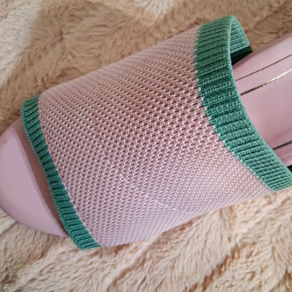 Vionic Pink and Green Mules with Chunky Heel Size 8 - Picture 5 of 8